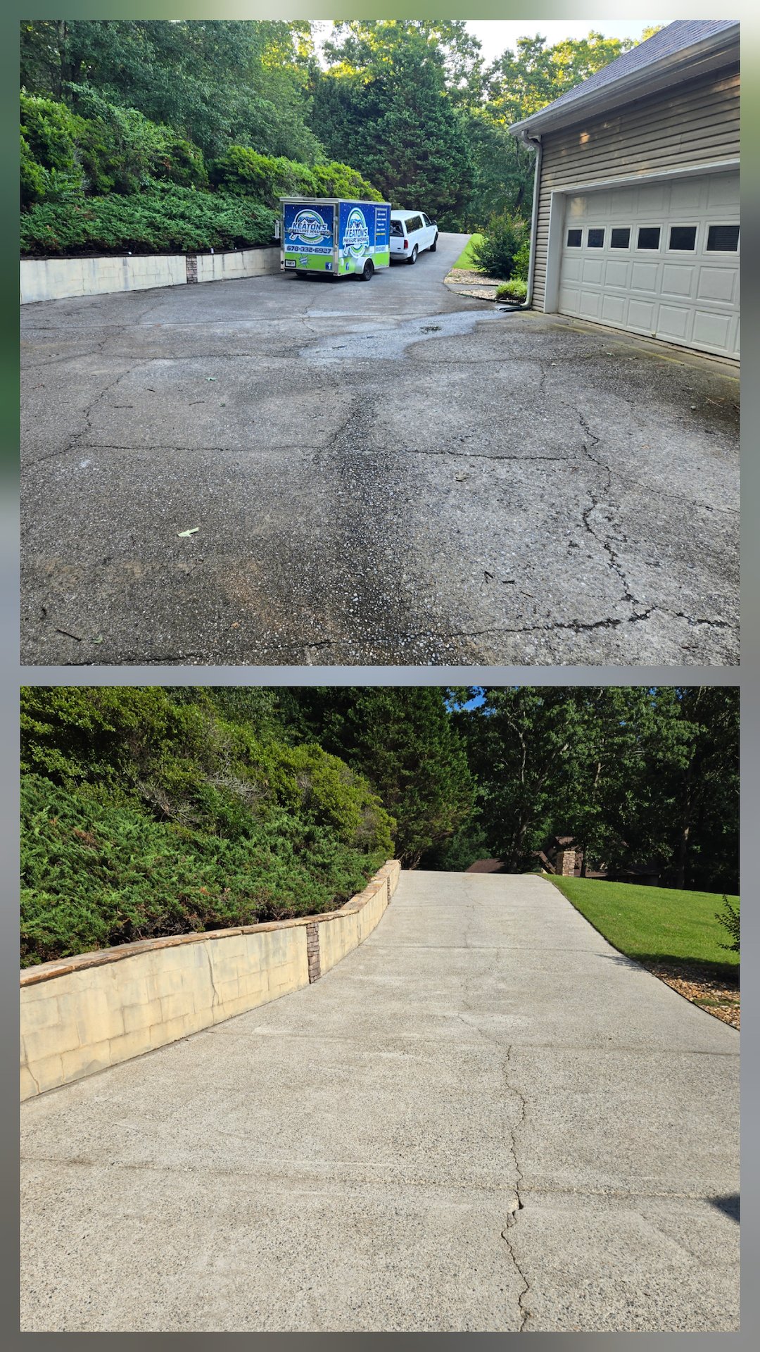 DRIVEWAY, RETAINING WALL, DECK, AND HOUSE WASHING JOB IN CLEVELAND, GA