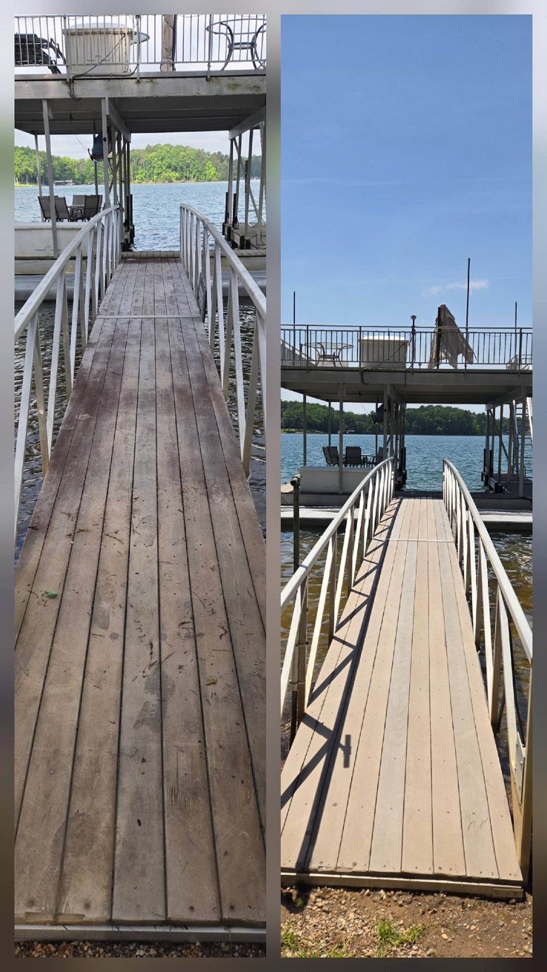 OUR BOAT DOCK CLEANING SERVICE BRIGHTENED THIS DOCK IN CUMMING, GEORGIA
