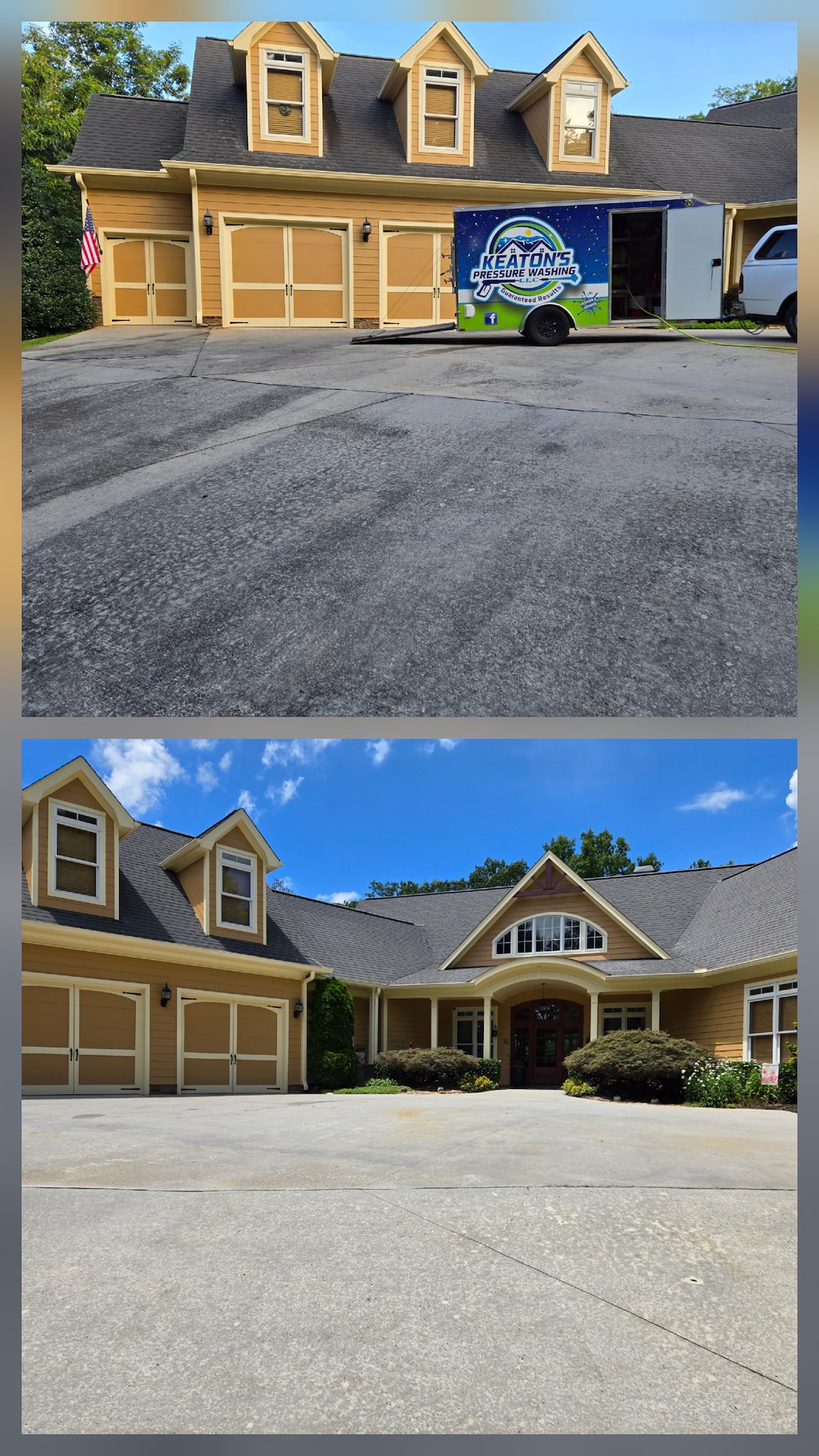 OUR DRIVEWAY CLEANING SERVICE HAS MADE THESE CLEVELAND, GA, HOMEOWNERS VERY HAPPY