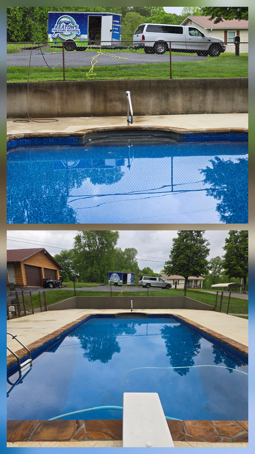 OUR POOL DECK AND DRIVEWAY CLEANING SERVICE DID WONDERS FOR THIS HOME IN DAHLONEGA, GEORGIA